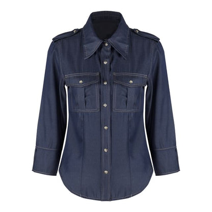 Denim Long Sleeve Shirt & Mini Skirt