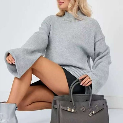 Solid Mock-Neck Pullover Sweater
