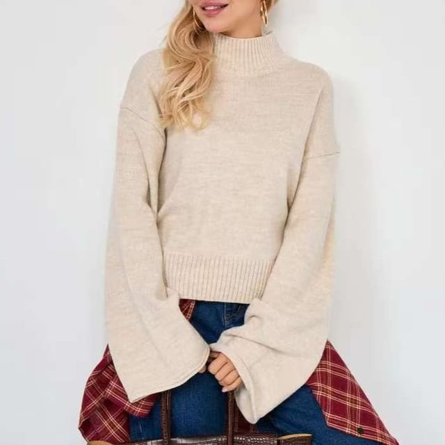 Solid Mock-Neck Pullover Sweater