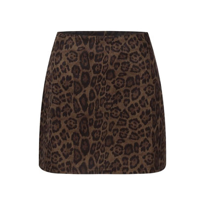 Puff Sleeve Choker Neck Button-Up Top & Leopard Mini Skirt