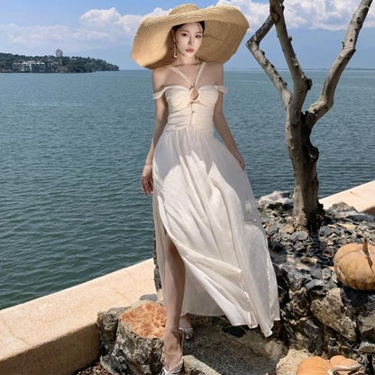 Sleeveless Chiffon Plain Maxi A-Line Dress