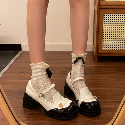 Faux Leather Block Heel Sandals
