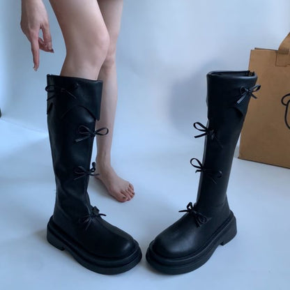 Faux Leather Platform Tall Boots