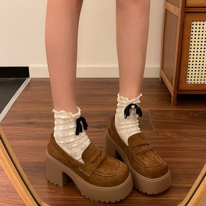 Block Heel Platform Loafers