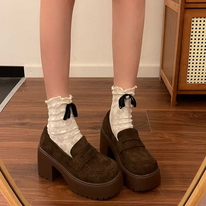 Block Heel Platform Loafers