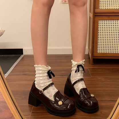 Faux Leather Block Heel Sandals
