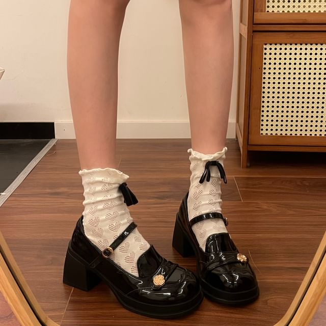 Faux Leather Block Heel Sandals