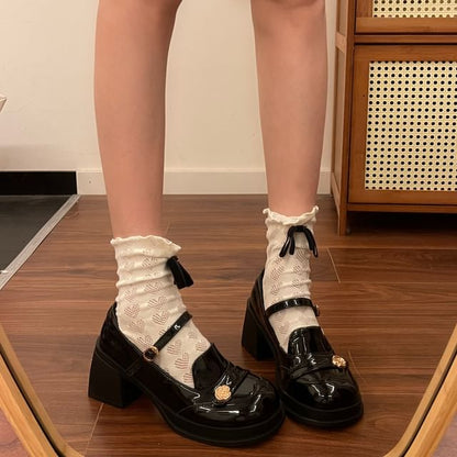 Faux Leather Block Heel Sandals