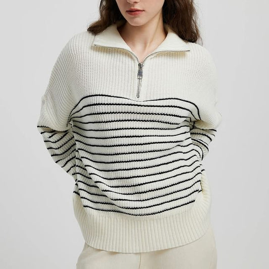 Half-Zip Long-Sleeve Knit Polo Shirt