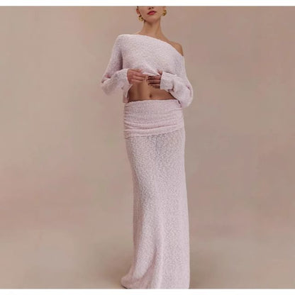 Long-Sleeve Crop Top and High-Waist Maxi Skirt Set