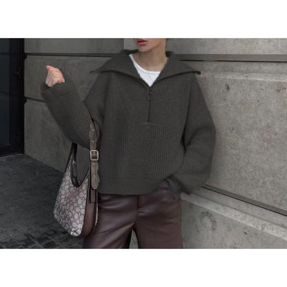 Solid Half-Zip Pullover Sweater
