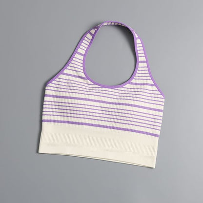 Striped Halter-Style Tank Top with Neck Tie