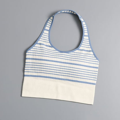 Striped Halter-Style Tank Top with Neck Tie
