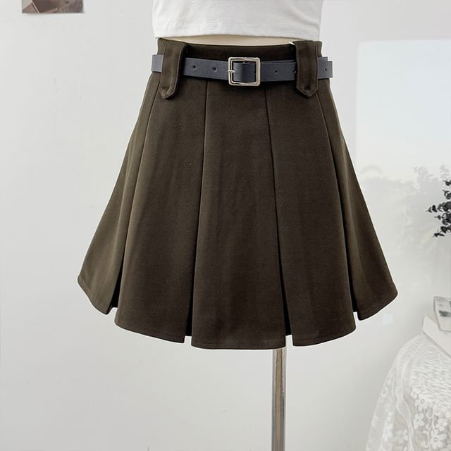 High Waist Mini Pleated A-Line Skirt