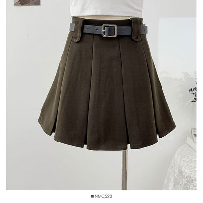 High Waist Mini Pleated A-Line Skirt