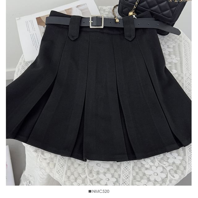 High Waist Mini Pleated A-Line Skirt