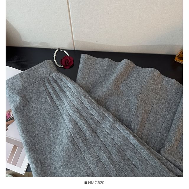 Solid Midi Pleated A-Line Skirt