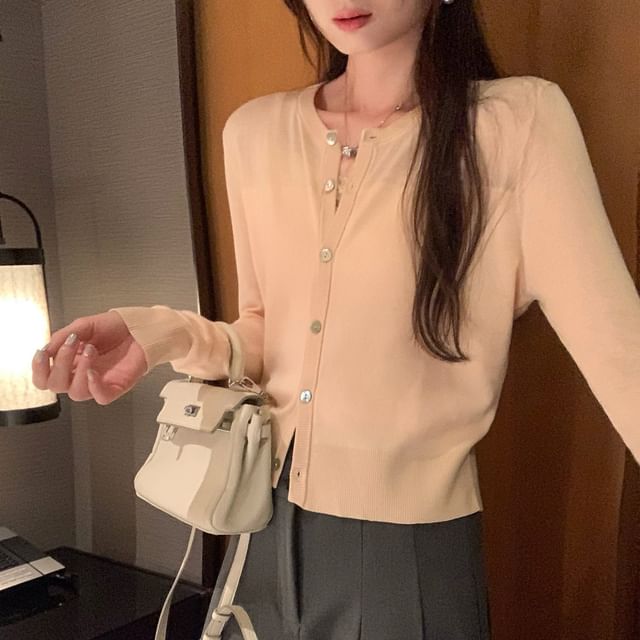 Round Neck Plain Cardigan