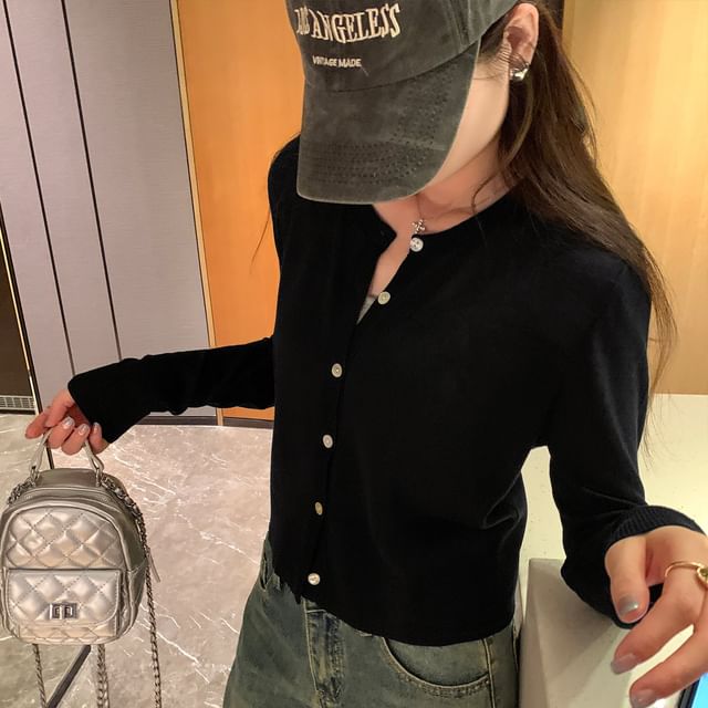 Round Neck Plain Cardigan