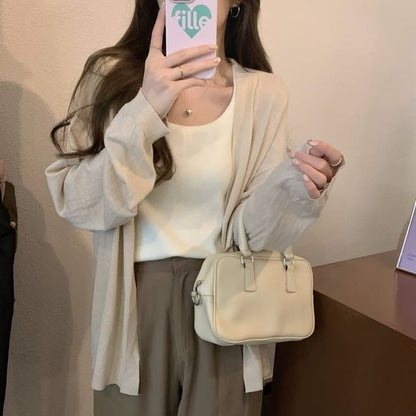 Plain Open Front Cardigan