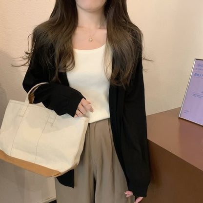 Plain Open Front Cardigan