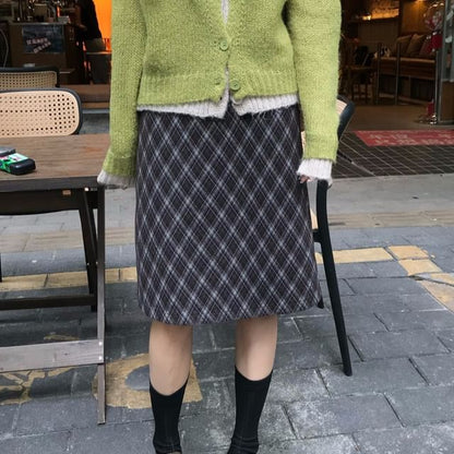 Plaid A-Line Skirt (Various Designs) High Rise