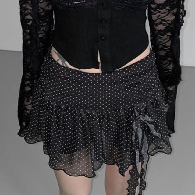 Polka Dot Low Rise Mini Skirt