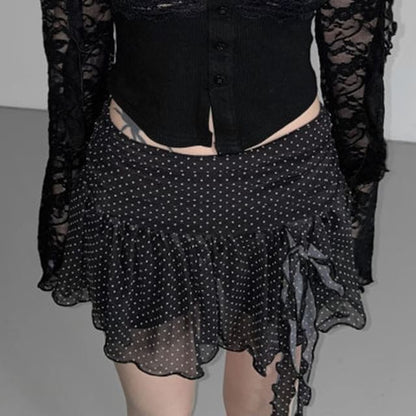 Polka Dot Low Rise Mini Skirt