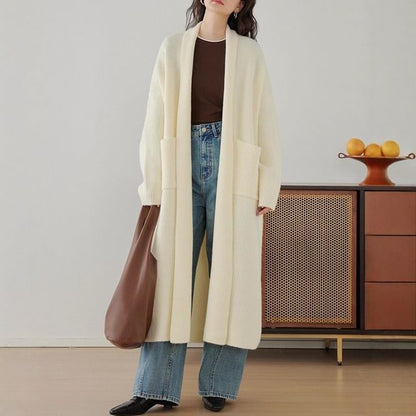 Open Front Plain Long Cardigan