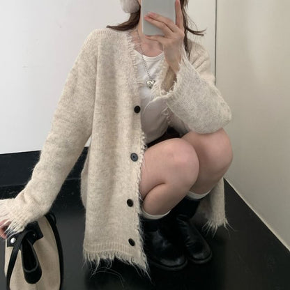 Frayed Plain Cardigan