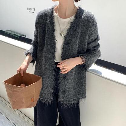 Frayed Plain Cardigan