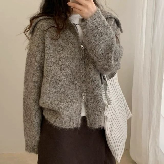 Double Zip Plain Cardigan