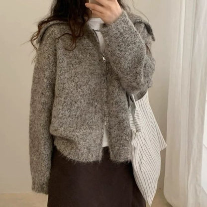 Double Zip Plain Cardigan