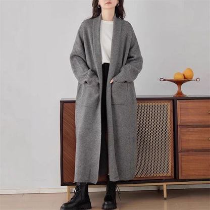 Open Front Plain Long Cardigan