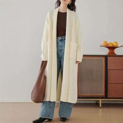 Open Front Plain Long Cardigan