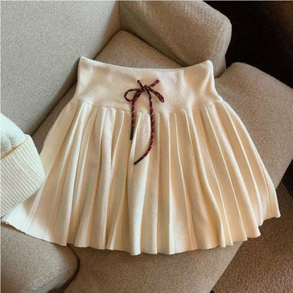 Solid Pleated Mini Skirt High Rise