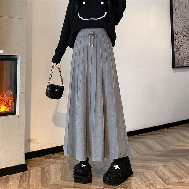 Solid Maxi A-Line Skirt High Rise