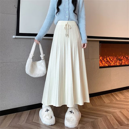Solid Maxi A-Line Skirt High Rise