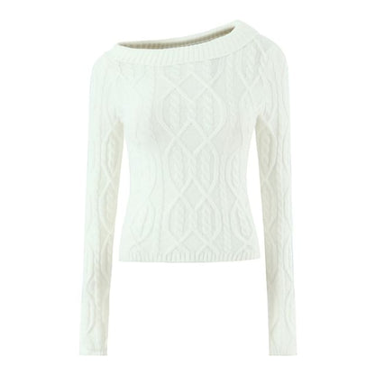 One-Shoulder Cable-Knit Sweater & Mini Pencil Skirt Set