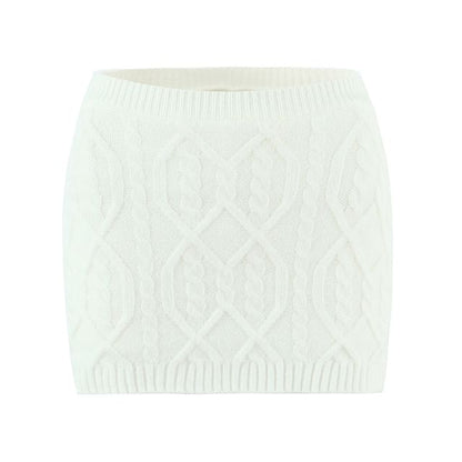 One-Shoulder Cable-Knit Sweater & Mini Pencil Skirt Set