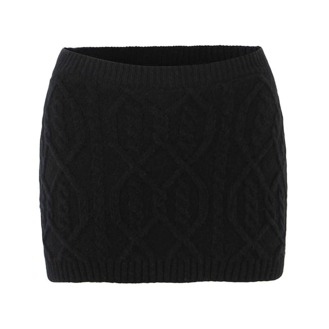 One-Shoulder Cable-Knit Sweater & Mini Pencil Skirt Set
