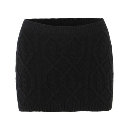 One-Shoulder Cable-Knit Sweater & Mini Pencil Skirt Set