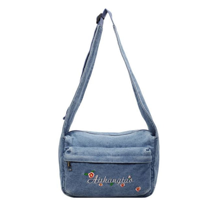 Washed Denim Shoulder Bag