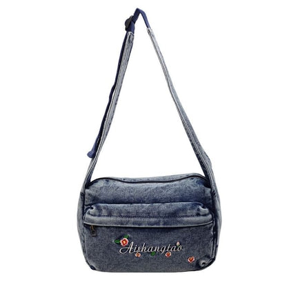 Washed Denim Shoulder Bag