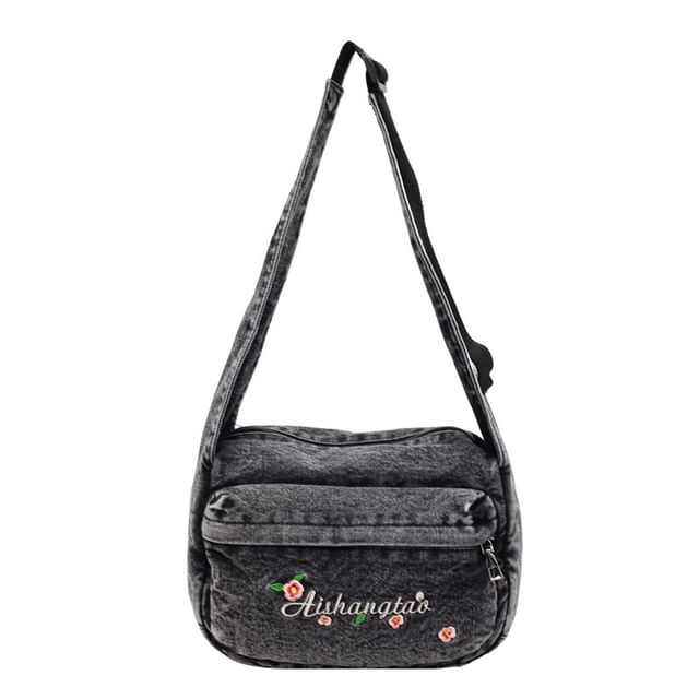 Washed Denim Shoulder Bag