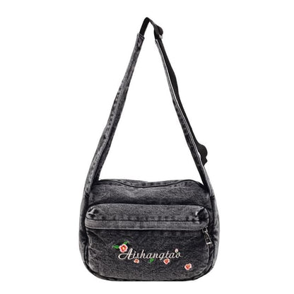 Washed Denim Shoulder Bag