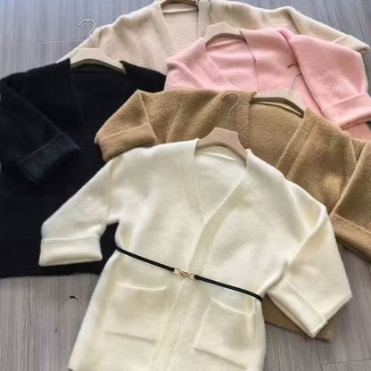 Plain Open Front Oversized Cardigan