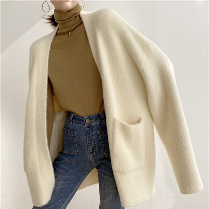 Plain Open Front Oversized Cardigan