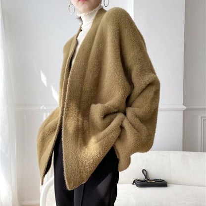 Plain Open Front Oversized Cardigan
