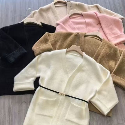 Plain Open Front Oversized Cardigan